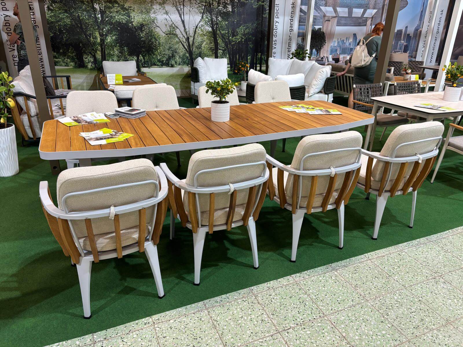 Gartenessgruppe STORM DINNING 100/270 Set 8 weiß/grau/holzartig