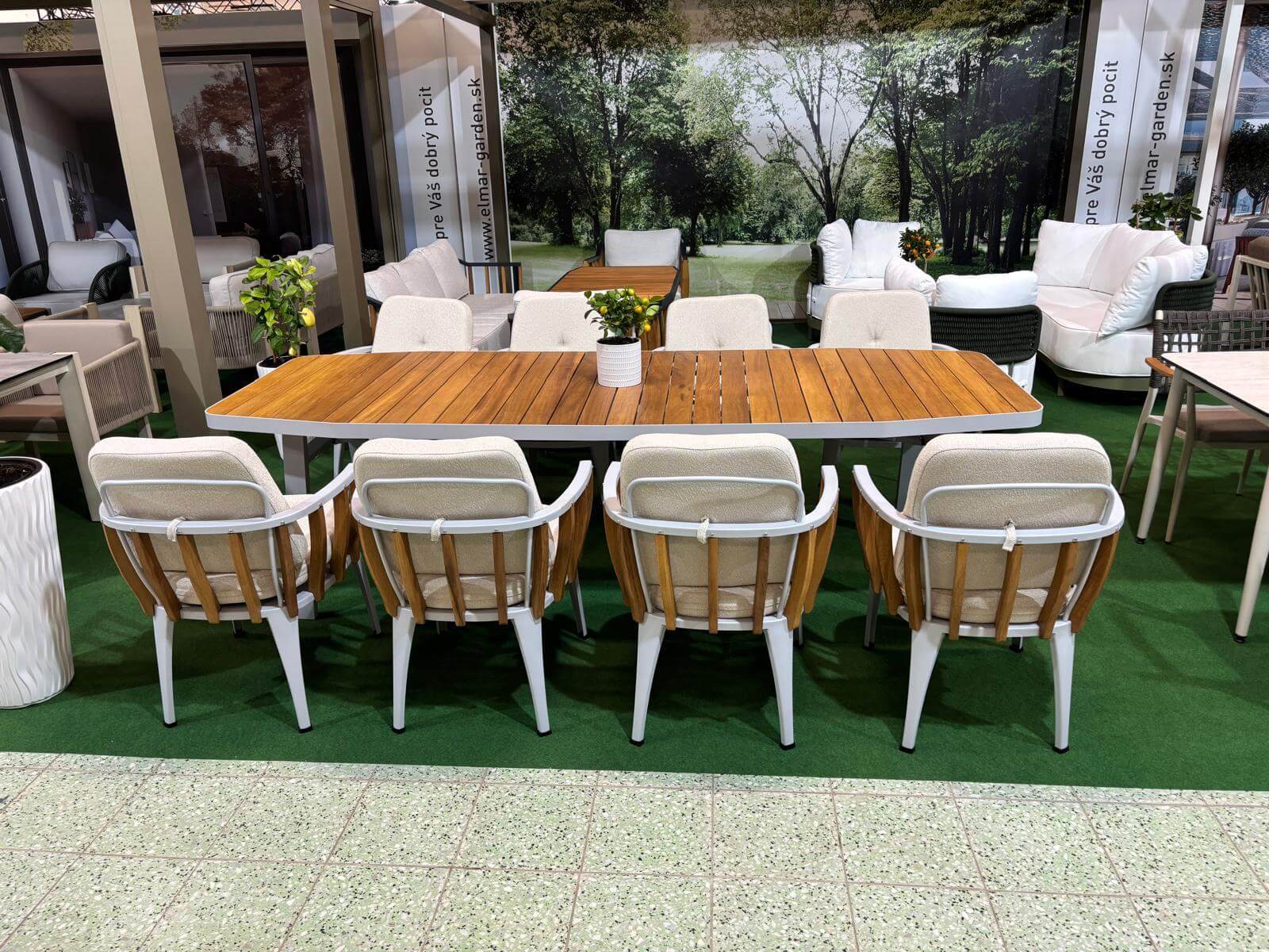 Gartenessgruppe STORM DINNING 100/270 Set 8 weiß/grau/holzartig