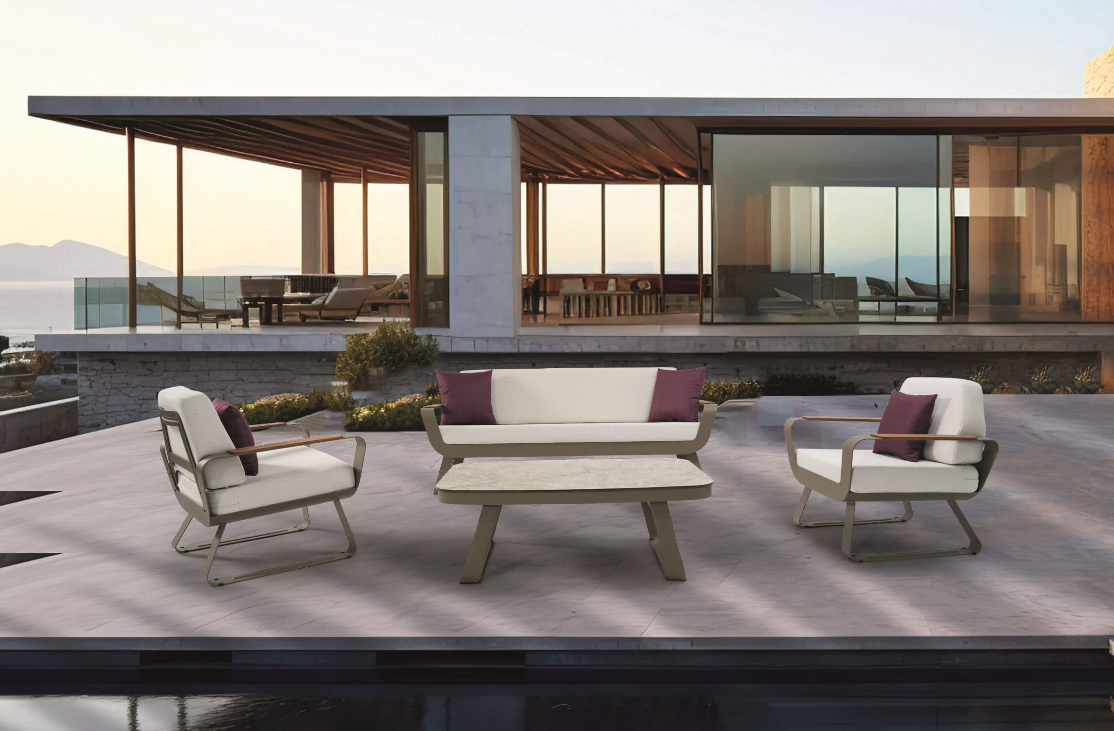 Loungegarnitur EVA MINI SOFA Set 3+1+1 hellgrün/creme